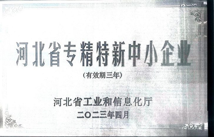 河北省专精特新中小企业证书证书